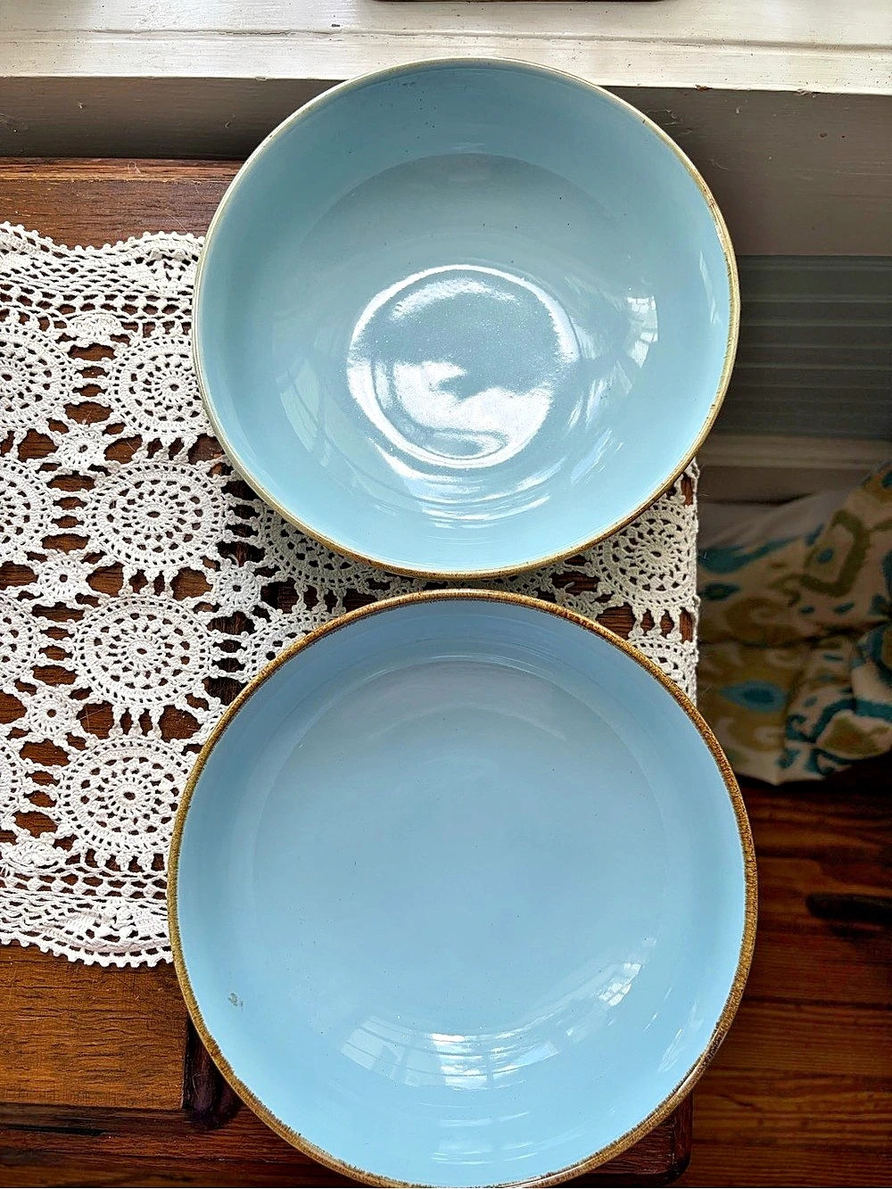 Pier 1 Nature Collection Light Blue Porcelain Bowls Blue & Gold Bowl Set of 2